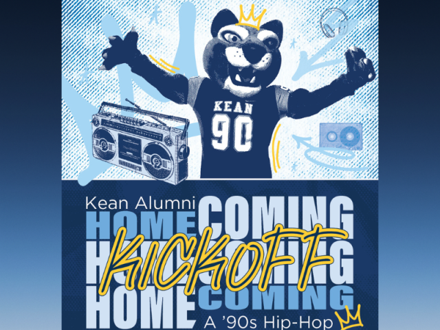 Keanu with a 90s theme boombox and graffiti for homecoming kickoff Hop Hop R&B Event